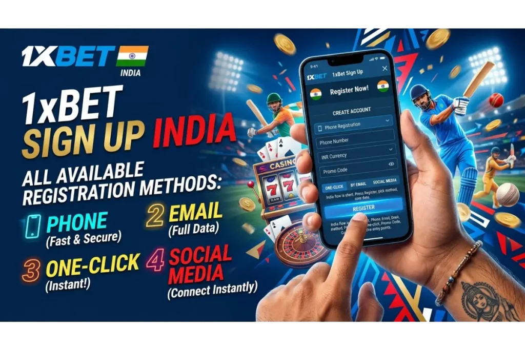 1xBet Sign Up India - All Available Registration Methods